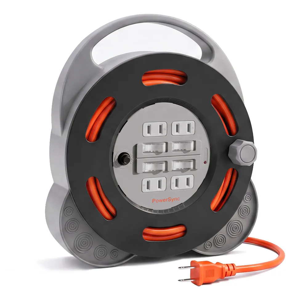 【PowerSync 群加】2P 4開4插工業用輪座延長線/動力線/10m(TX44F100)