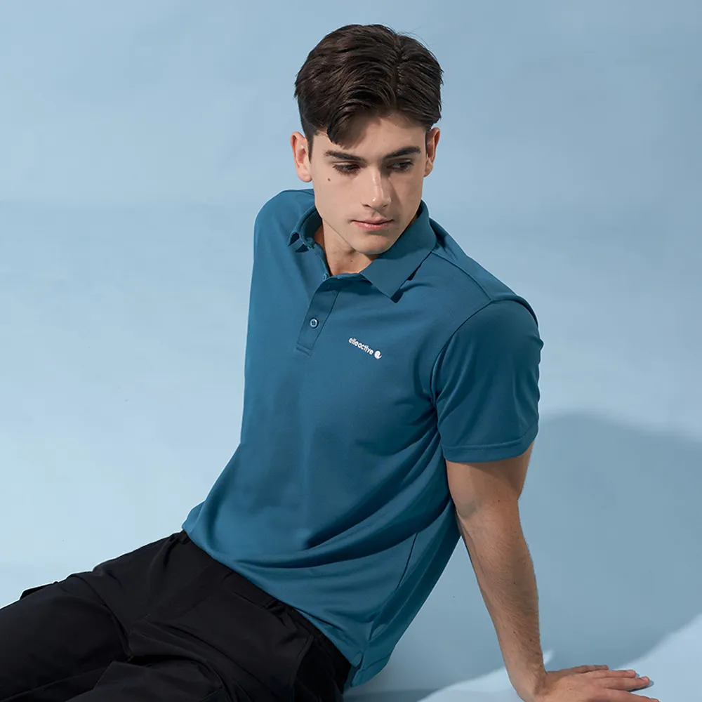 【ELLE ACTIVE】男款 法式經典短袖POLO衫-藍綠色(EA24M2M1101-46)