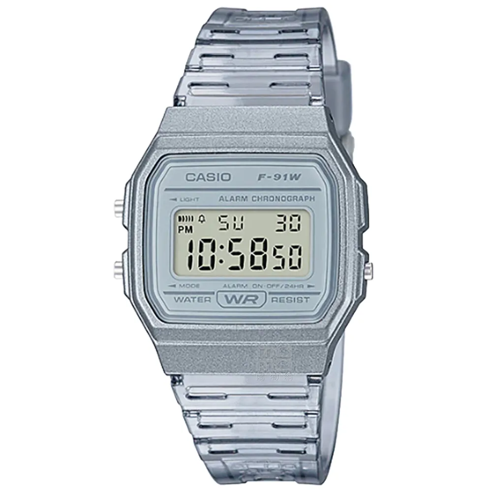 【CASIO 卡西歐】卡西歐鬧鈴電子錶-果凍藍(F-91WS-2 台灣公司貨)