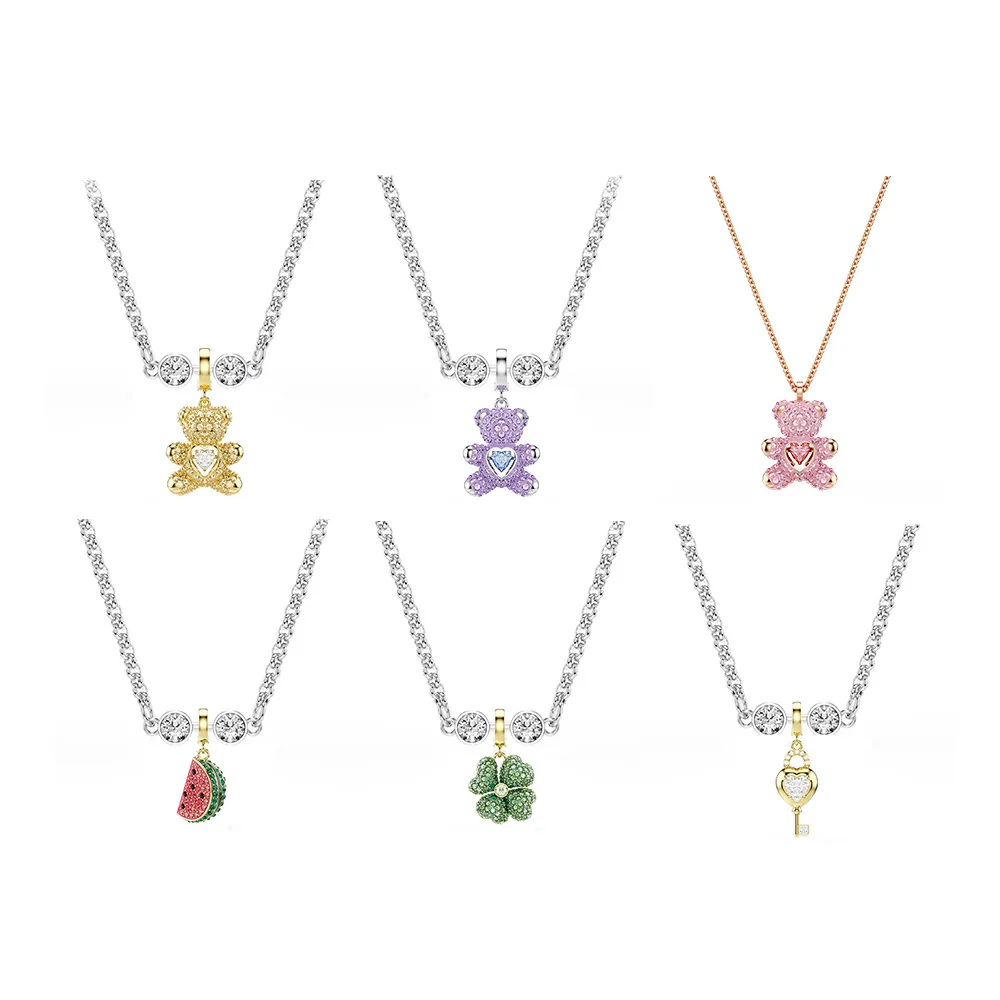 【SWAROVSKI 施華洛世奇】官方直營 Idyllia Charm Remix項鍊組 小熊/幸運草/西瓜/心與鑰匙 多款可選