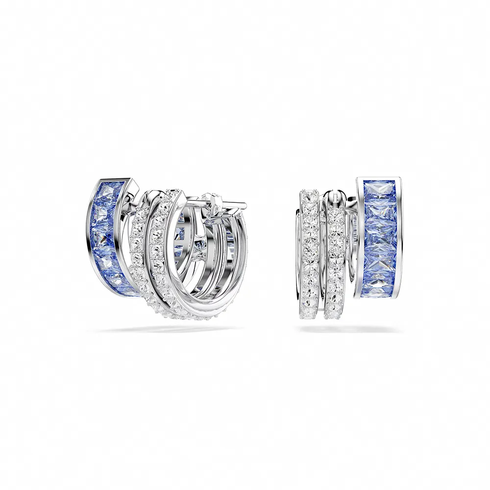 【SWAROVSKI 施華洛世奇】官方直營 Connexus 大圈耳環 混合式切割 藍色 | 5690030