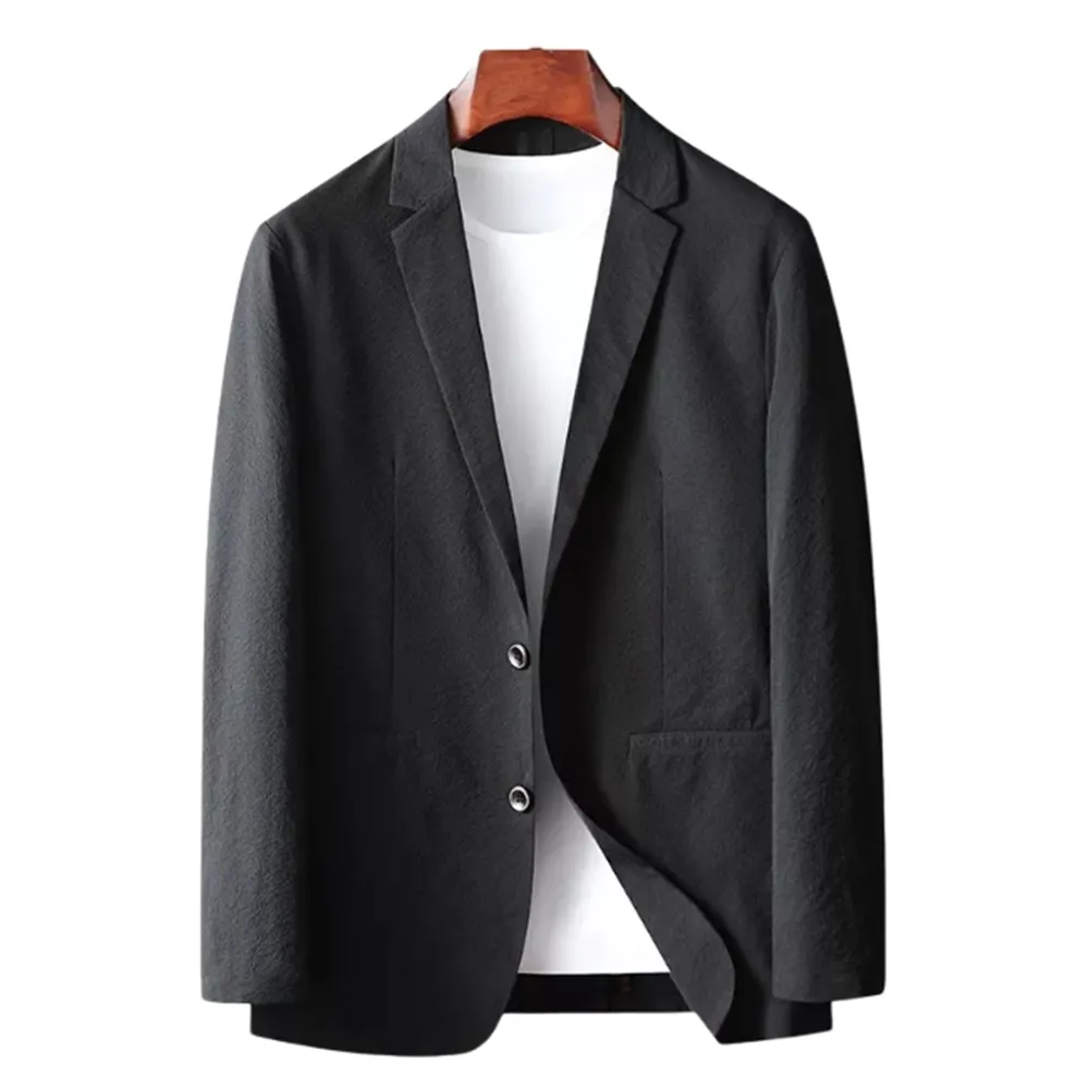【巴黎精品】現貨+預購 西裝外套休閒西服(純色微皺彈力春夏男外套3色p1ac65)