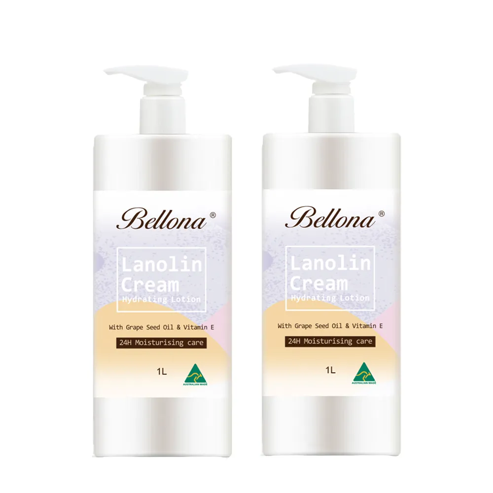 【Bellona】綿羊霜滋潤身體乳液含葡萄籽油及維他命E(1L/瓶-2入組)
