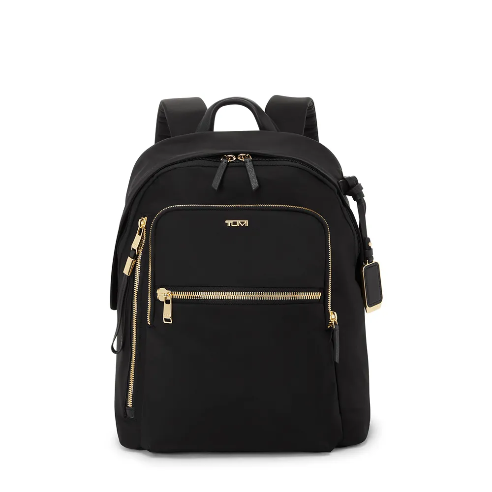 【TUMI】Voyageur Halsey 都會休閒後背包 - 黑金色(TUMI 官方旗艦店)