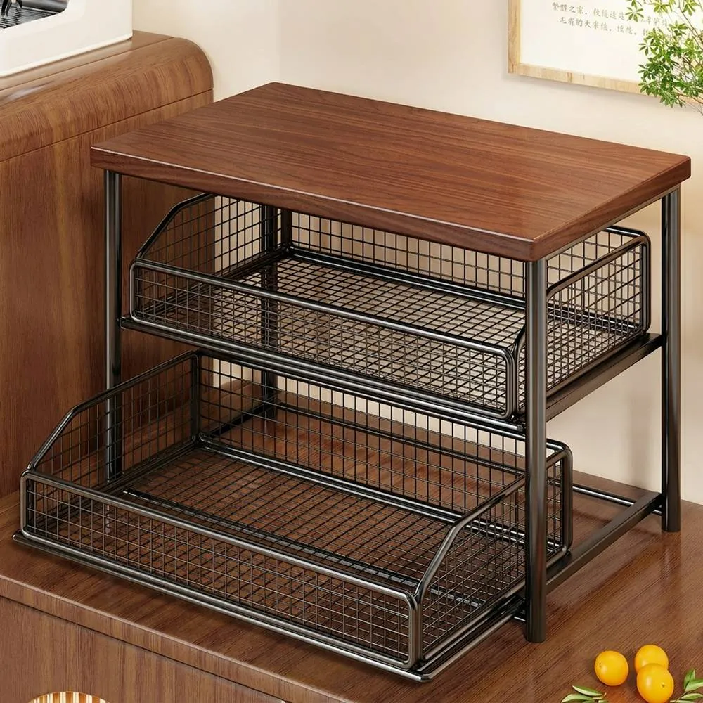 【XINGMU 興沐】雙層可抽拉廚房桌面收納置物架（廚房收納架 / 可抽拉置物架 / 桌面分層架 ）