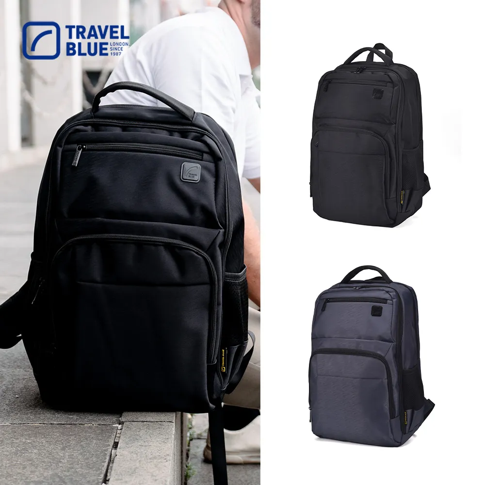 【Travel Blue 藍旅】魅力款 商務背包-黑/灰   後背包/筆電包/防水包 電腦包/雙肩包/商務 