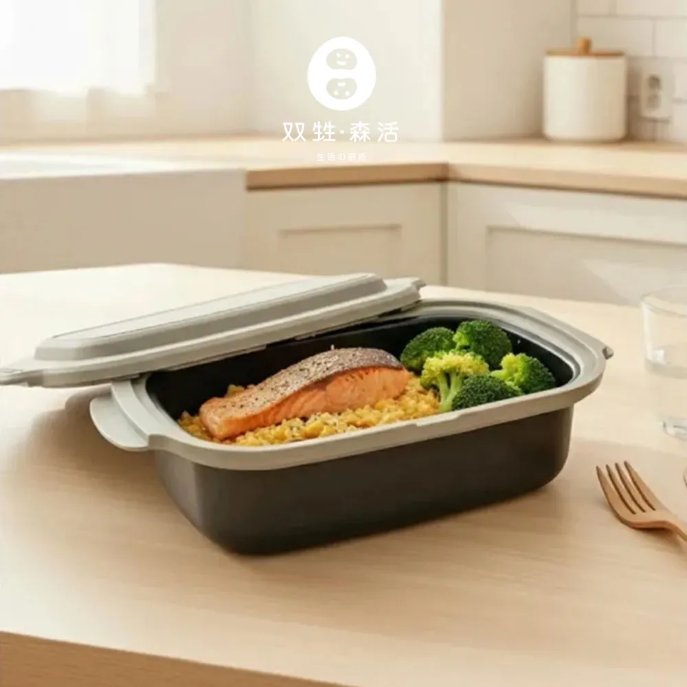 【双甡．森活】日系微波料理鍋｜長鍋x3組(微波神器/微波蒸煮盒/微波專用鍋/免開火懶人料理/微波便當盒)