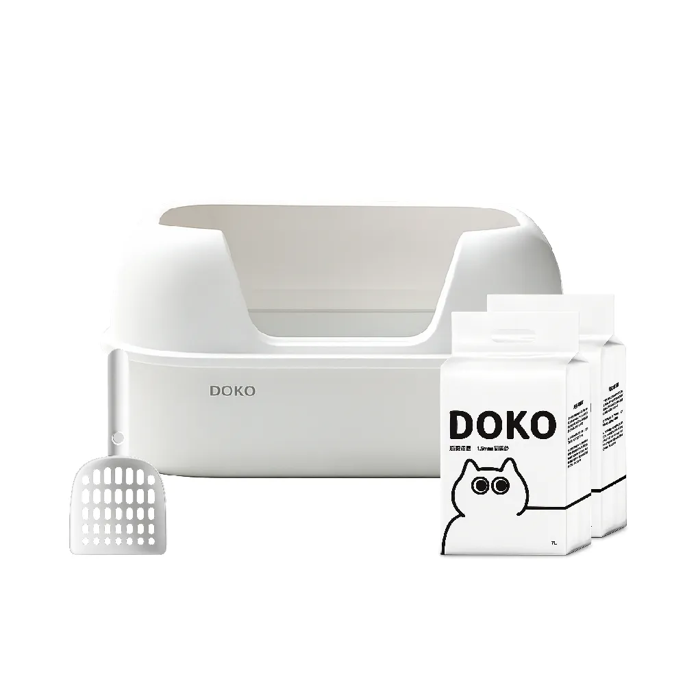 【Doko】Cloud不鏽鋼貓砂盆+貓砂鏟+豆腐貓砂2入