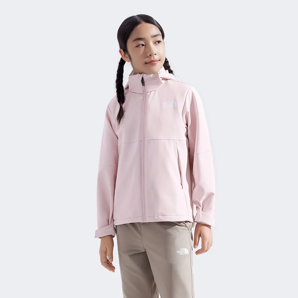 【The North Face】北面兒童粉色DWR防潑水輕量風衣外套｜89XFBP6