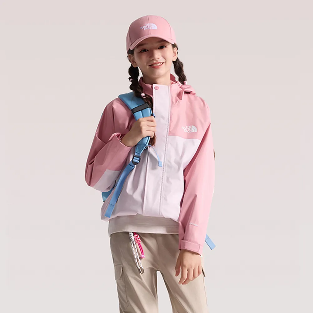 【The North Face】北面M66兒童粉色DRYVENT防水連帽衝鋒衣｜8J7YS7M