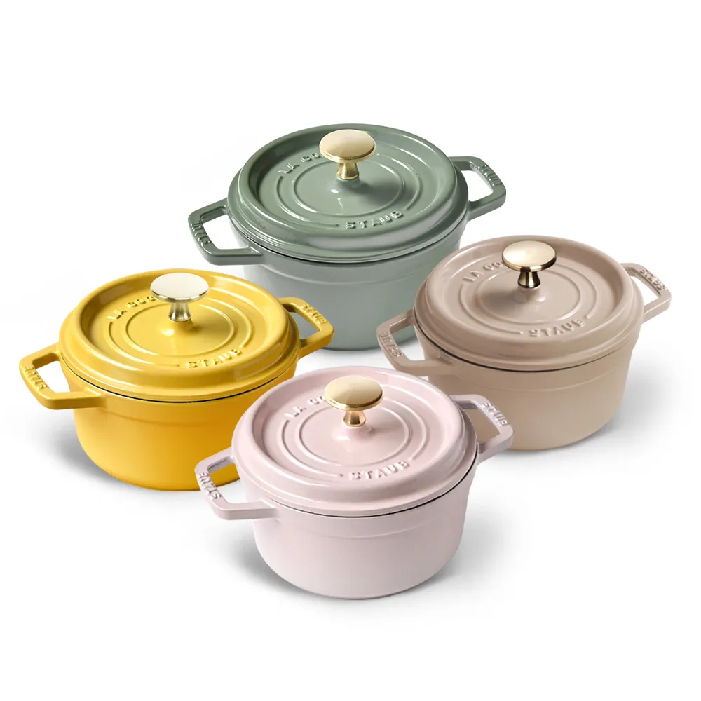 【STAUB】圓形琺瑯鑄鐵鍋16cm-顏色任選/新舊包裝隨機出貨(德國雙人牌集團官方直營)