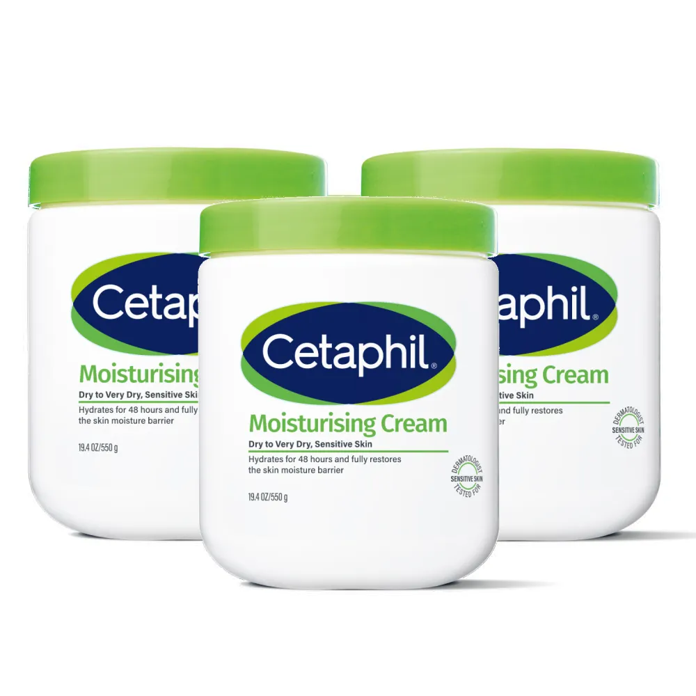 【Cetaphil】長效潤膚霜 550gx3入(溫和乳霜 全新包裝配方升級)