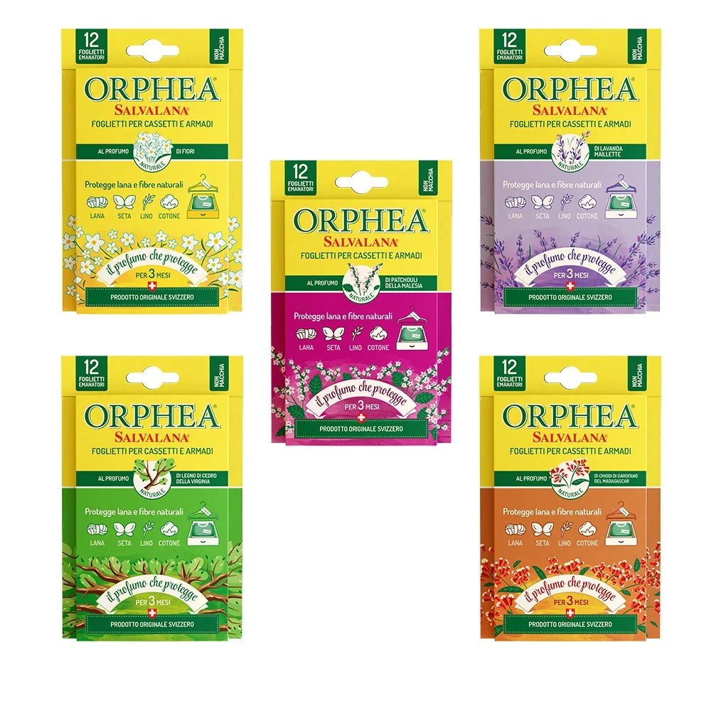 【ORPHEA 歐菲雅】書籤式衣物保護片 12片/盒(經典花香/薰衣草/原木/佛手柑)