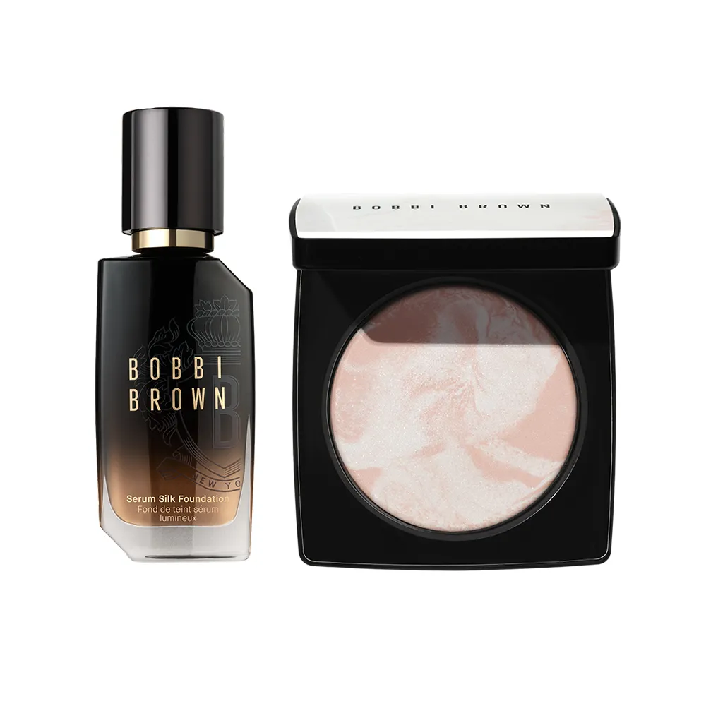 【Bobbi Brown 芭比波朗】粉嫩底妝組(冬蟲夏草緞光精萃粉底液30ml+大理石粉嫩蜜粉餅)