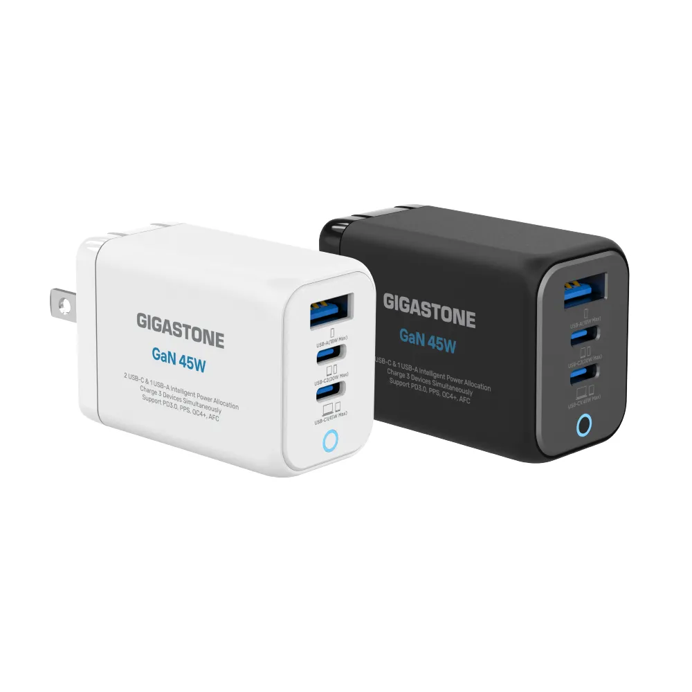 【Gigastone 立達國際】45W GaN氮化鎵三孔USB-C快充充電器PD-7450(支援iPhone18/MacBook筆電快充充電頭)
