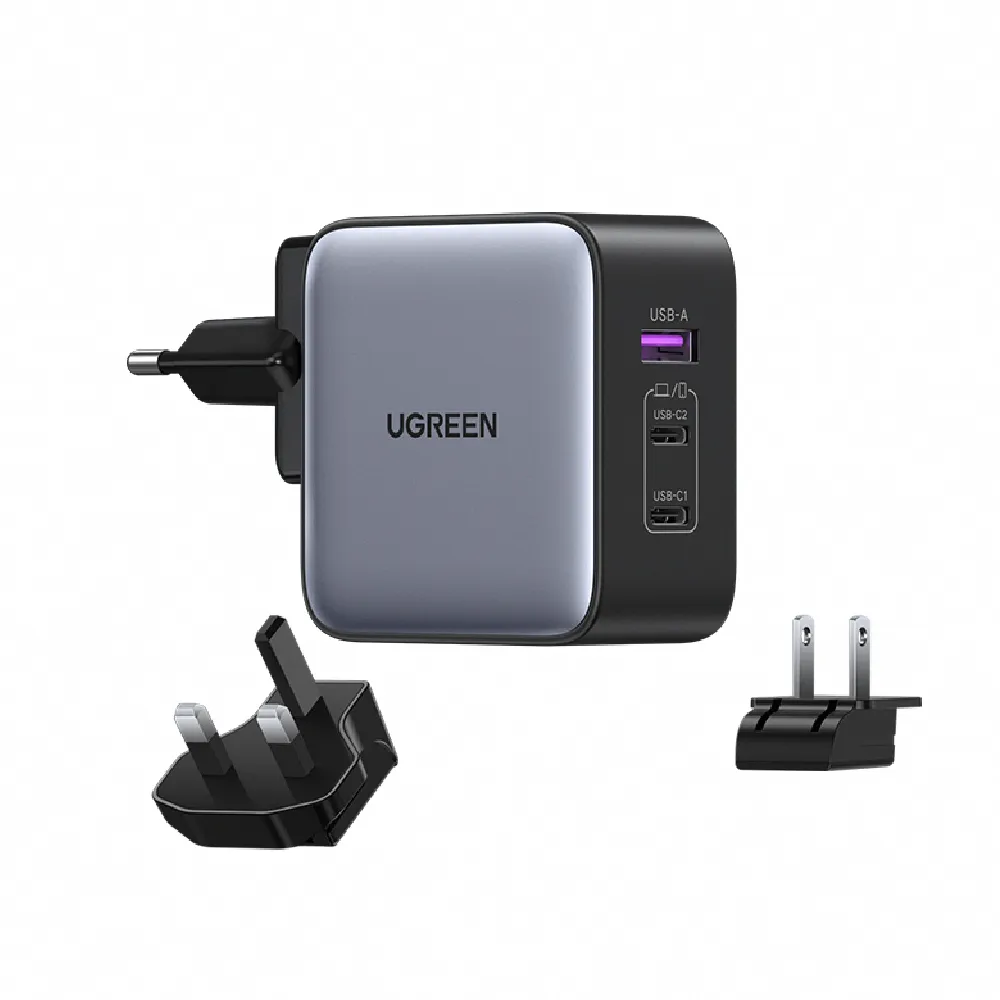 【綠聯】65W 2C1A GaN氮化鎵快充充電器/快充頭 多國轉接版(電源供應器/萬國轉接頭/南芯晶片)