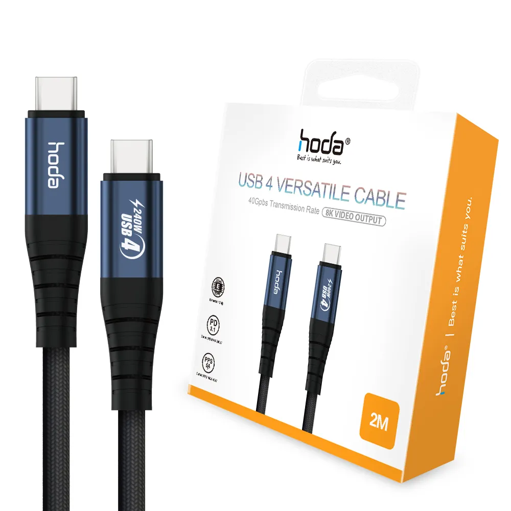 【HODA】1.2M USB4 240W USB4 USB-C to C 同軸編織快速充電線(8K60Hz)