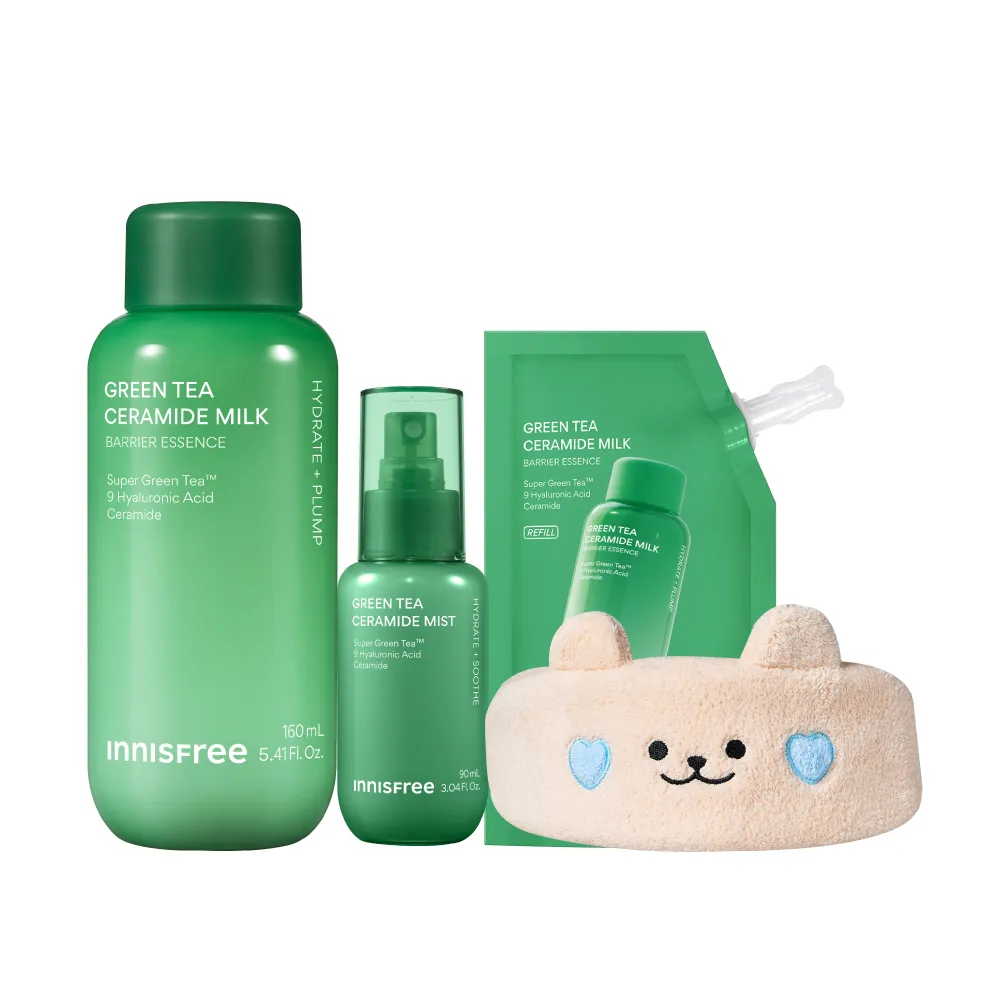 【innisfree】綠茶急速保濕雙星組(牛奶水精華320ml、牛奶水噴霧90ml)