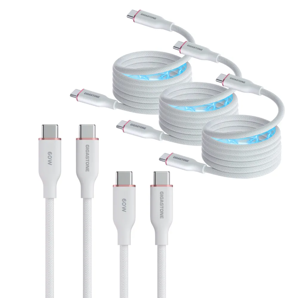 【Gigastone 立達國際】5入組 60W C to C 磁吸傳輸充電線 CC-7802W (iPhone17/三星手機/筆電/平板快充線)