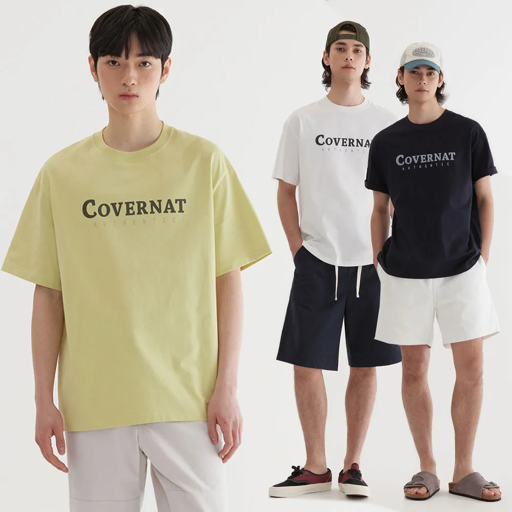 【COVERNAT】男女款-經典款Logo短袖T恤(UNI短袖上衣 黑/深海軍藍/混灰/萊姆綠/天藍/白色)