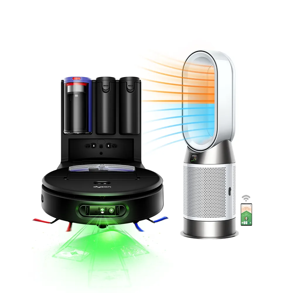 【dyson 戴森】RB05 Spot+Scrub Ai 掃拖機器人 + HP11 三合一涼暖智能空氣清淨機(銀白色) (超值組)