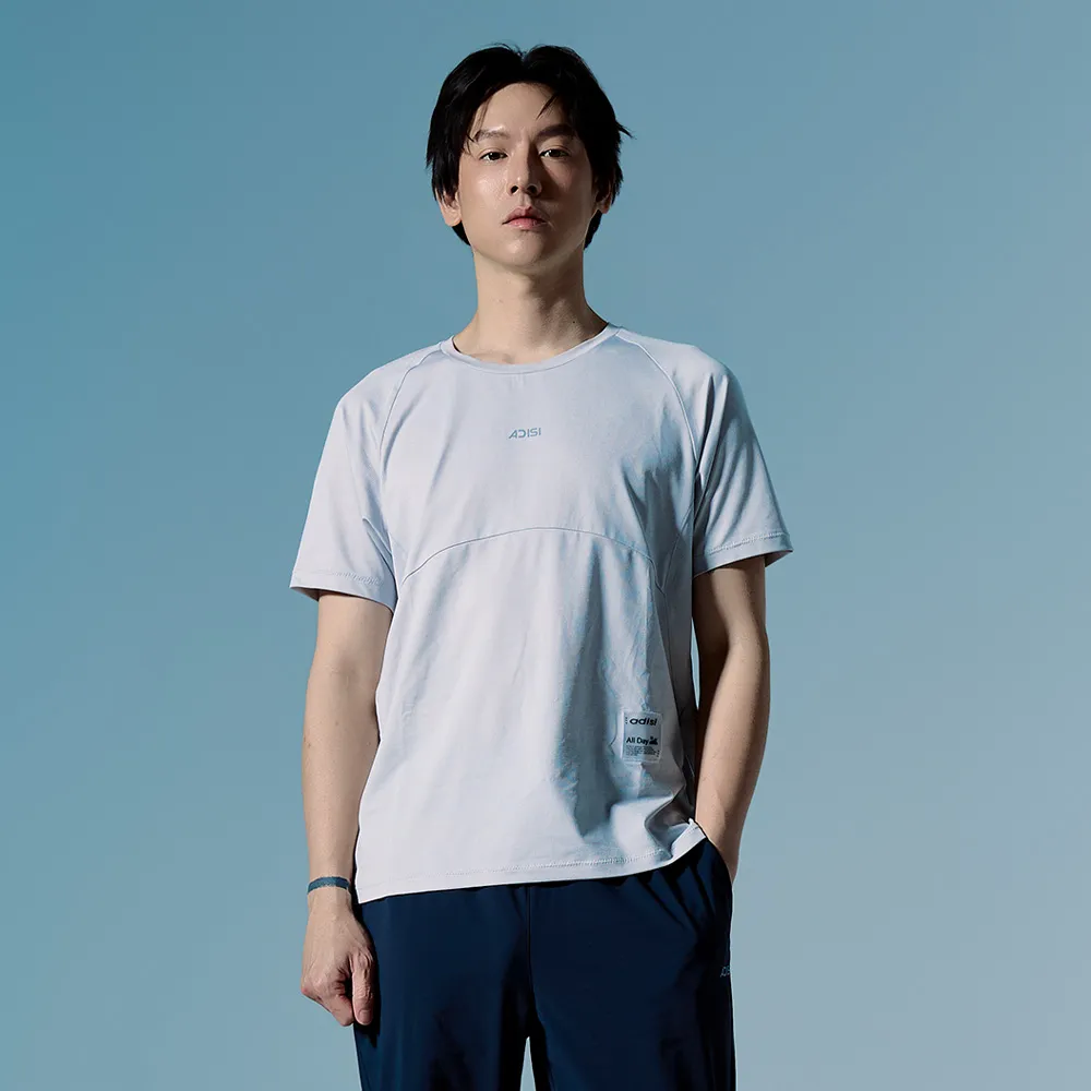 【ADISI】男輕量散熱速乾智能抑菌訓練T AL2611105 灰白 M-2XL｜抗UV 吸濕排汗 消臭 彈性 排汗衣 運動上衣