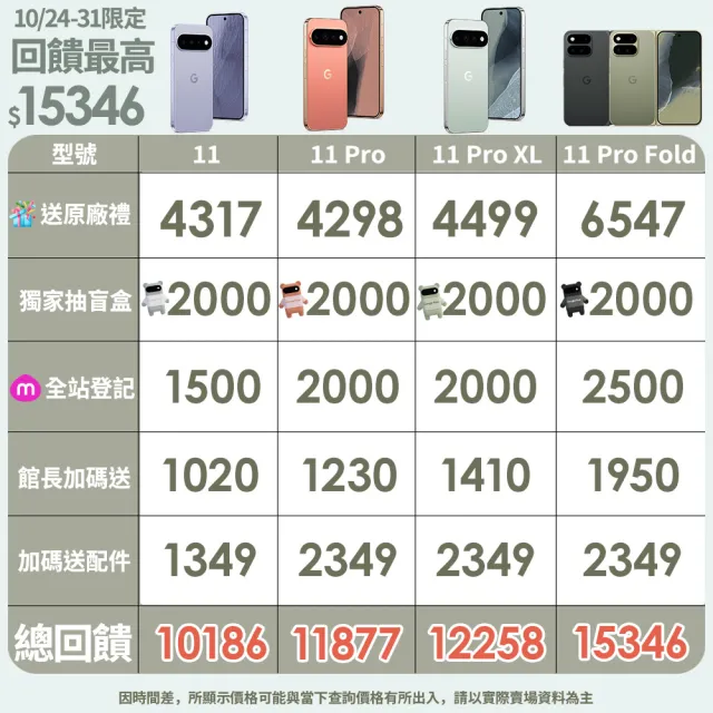 贈配件【Google】Pixel 11 Pro XL 5G 6.8吋(16G/512G/Tensor G6+Titan M3安全晶片/5000萬鏡頭畫素/AI手機)