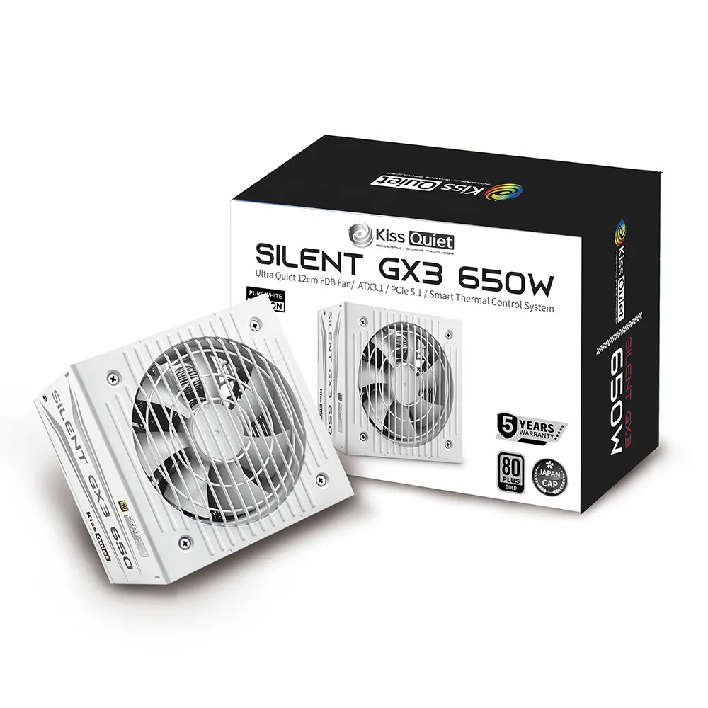【KISS QUIET】凱斯克 Silent GX3 650W(純白色) 金牌 直出 電源供應器