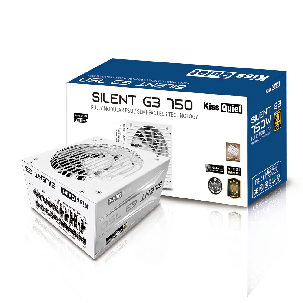 【KISS QUIET】凱斯克 Silent G3-純白 750W-ATX 3.1(金牌 全模組 電源供應器  PCIE5.1)