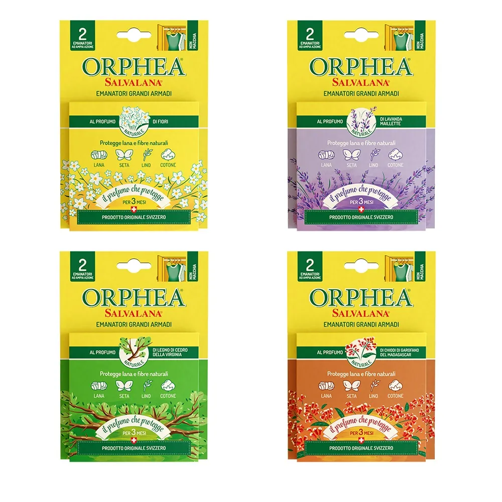 【ORPHEA 歐菲雅】掛耳式衣物保護吊片 2入/盒(經典花香/薰衣草/原木/佛手柑)