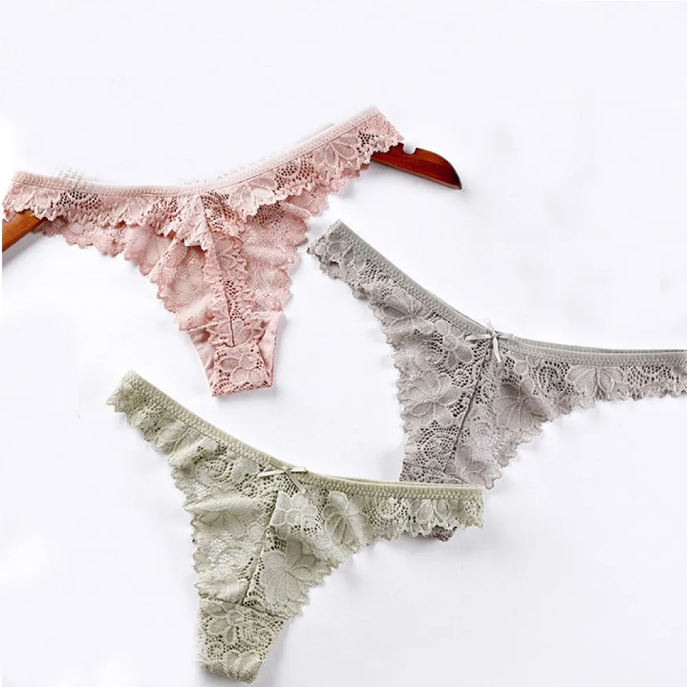 【TING BRA 婷姐內衣】女內褲5入組 蕾絲花紋蝴蝶結丁字內褲(5色各一)