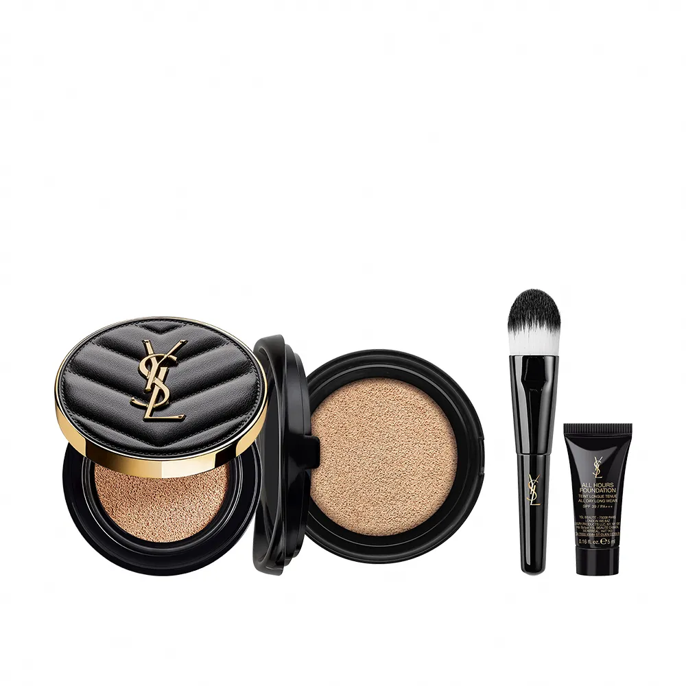 【YSL】官方直營 恆久完美霧光氣墊組(黑氣墊12g+蕊12g)