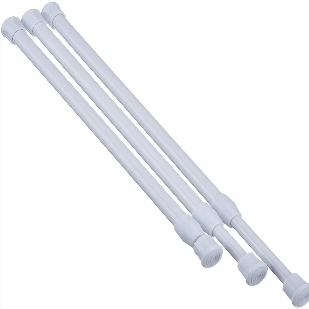 【寶盒百貨】30-50cm旋轉型 彈簧式伸縮桿 鐵製白漆 門簾桿(免工具 簡易安裝 窗簾桿 浴簾桿 曬衣桿)
