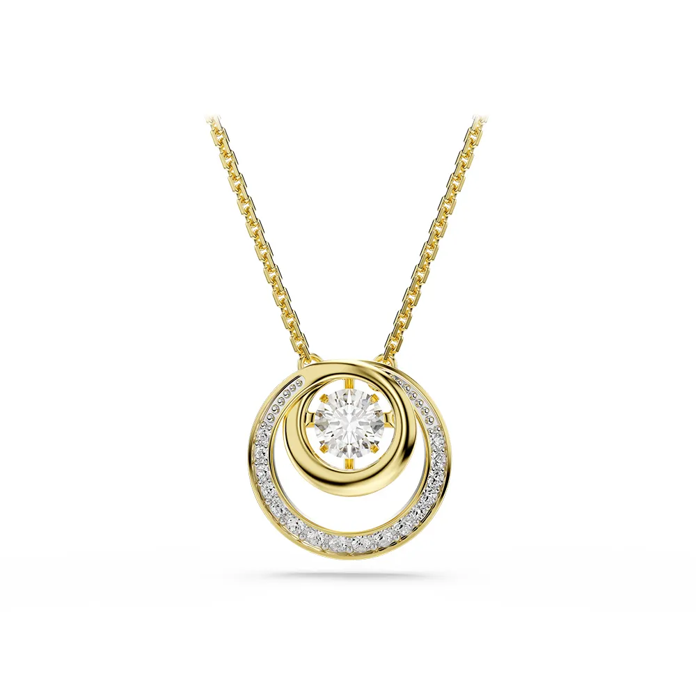 【SWAROVSKI 施華洛世奇】官方直營 Hyperbola 圓形切割鏈墜 白色 鍍金色色調 | 5738248