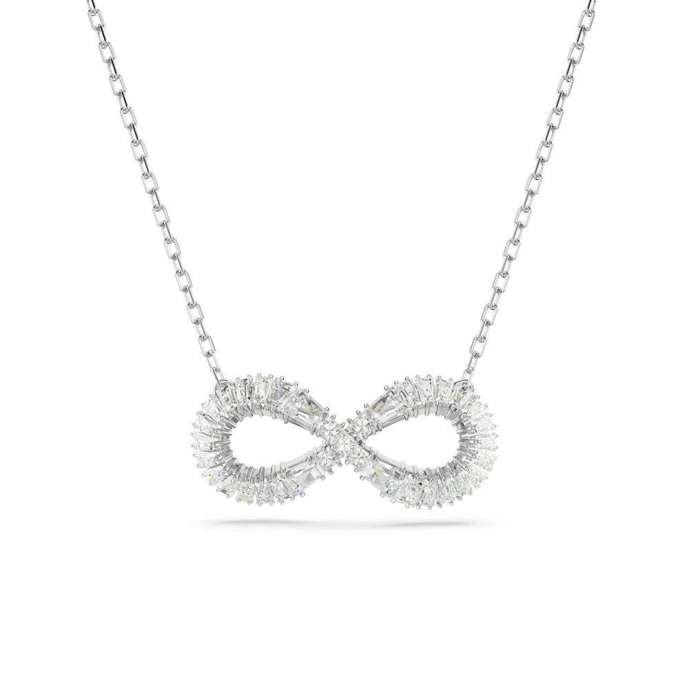 【SWAROVSKI 施華洛世奇】官方直營 Infinity 鏈墜 永恆項鍊 白色 鍍白金色 | 5679434