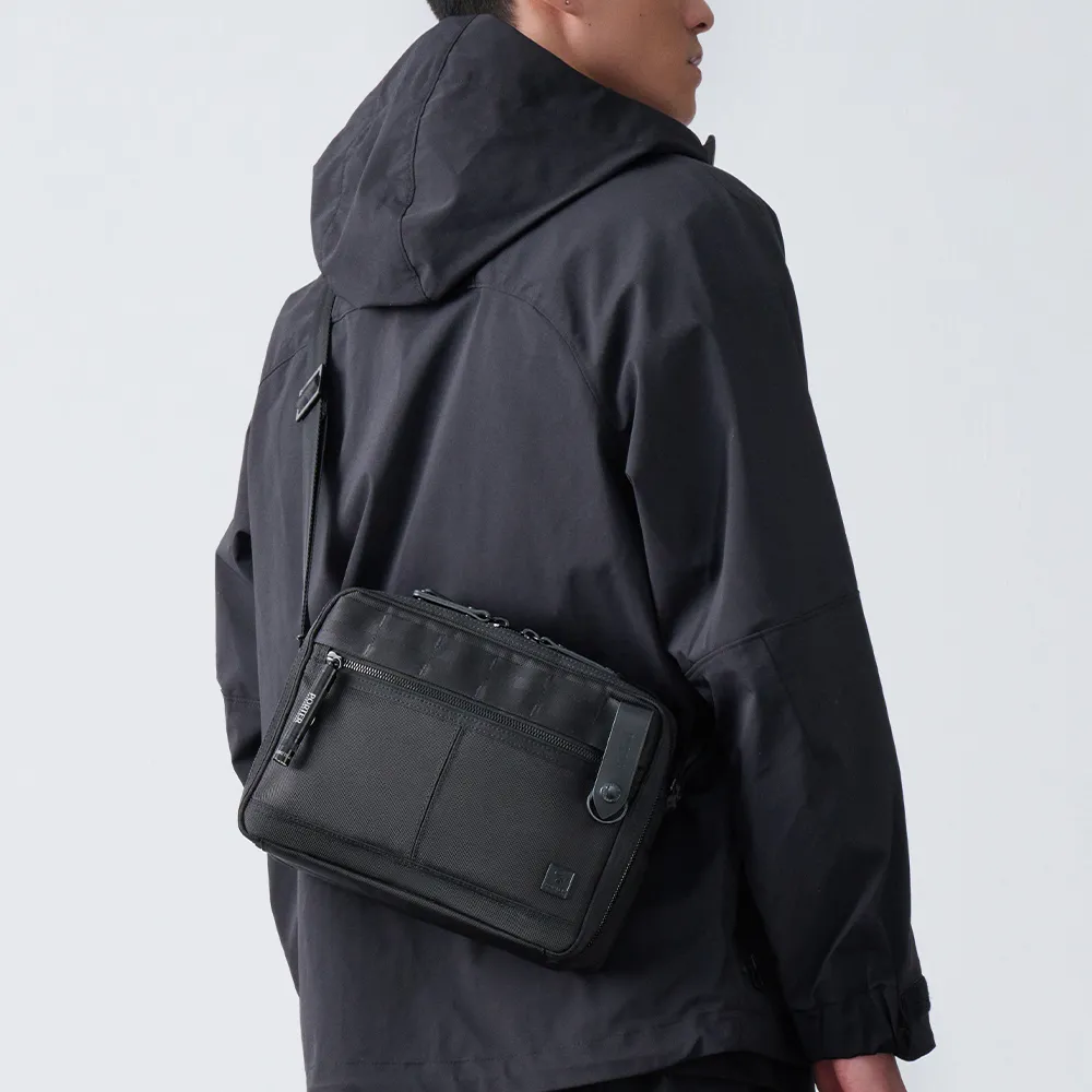 【PORTER INTERNATIONAL】自信經典NEW HEAT雙層斜背包(黑)