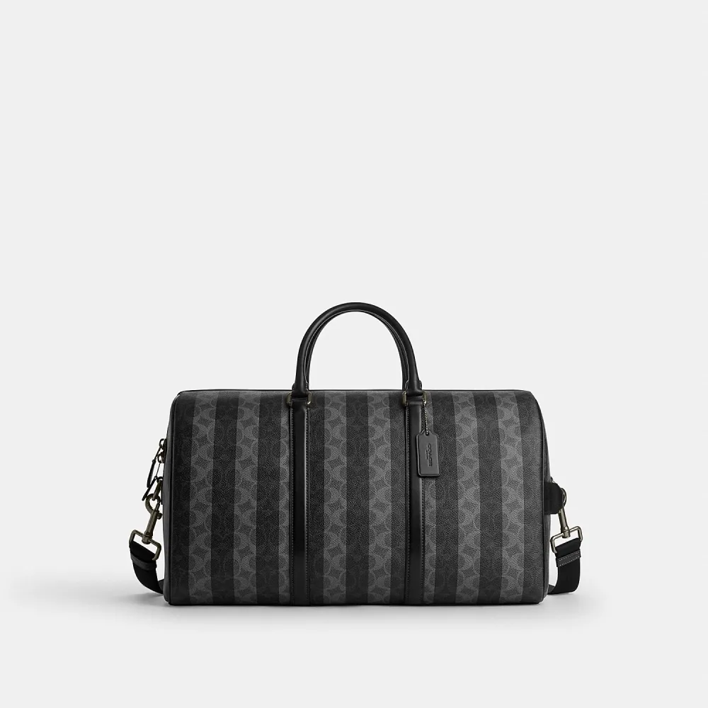 【COACH】蔻馳官方直營 VENTURER 經典SIGNATURE條紋圖案行李袋 旅行袋 斜背包(CDX94)