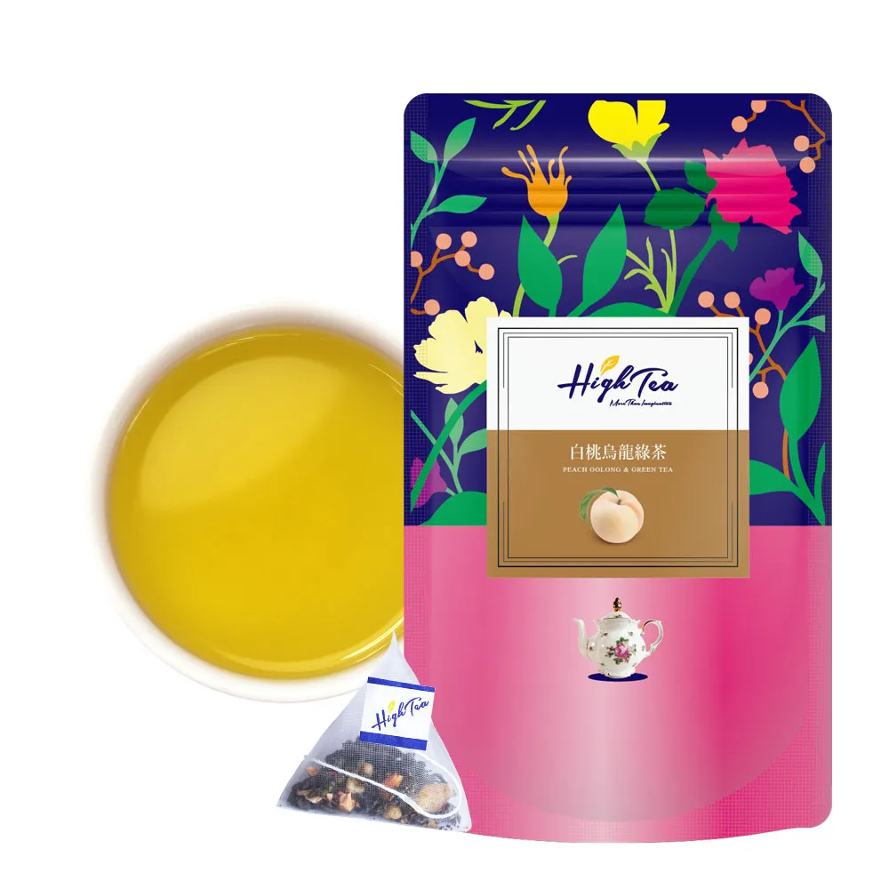 【High Tea 伂橙】白桃烏龍綠茶4gx12入x1袋(香甜白桃果粒、茶包、無糖茶、果茶、果香烏龍、環保茶包)