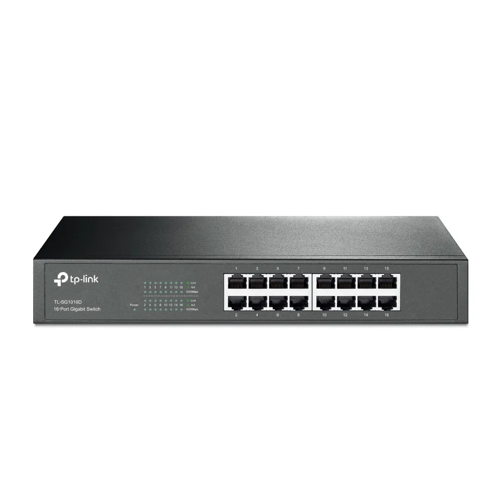 【TP-Link】TL-SG1016D 16埠Gigabit桌上/機架型乙太網路交換器(鋼殼)