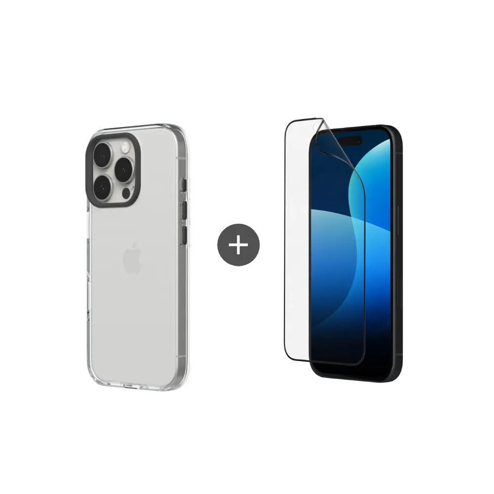 殼貼超值組【RHINOSHIELD 犀牛盾】iPhone全系列Clear透明防摔殼(相機鍵按鈕/開孔版)+抗藍光壯撞貼PRO