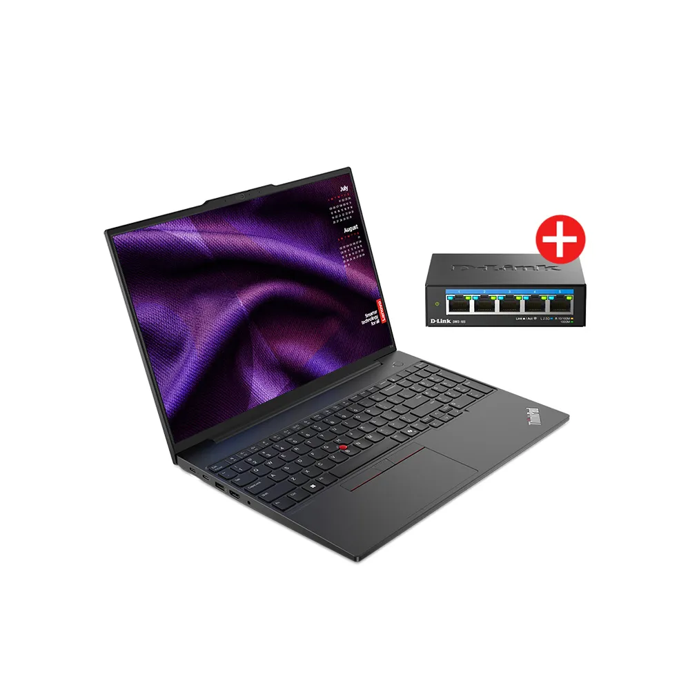 【ThinkPad 聯想】+5埠網路交換器★16吋R5 商用輕薄筆電(E16 G2/R5-7535HS/16G/1TB SSD/W11)
