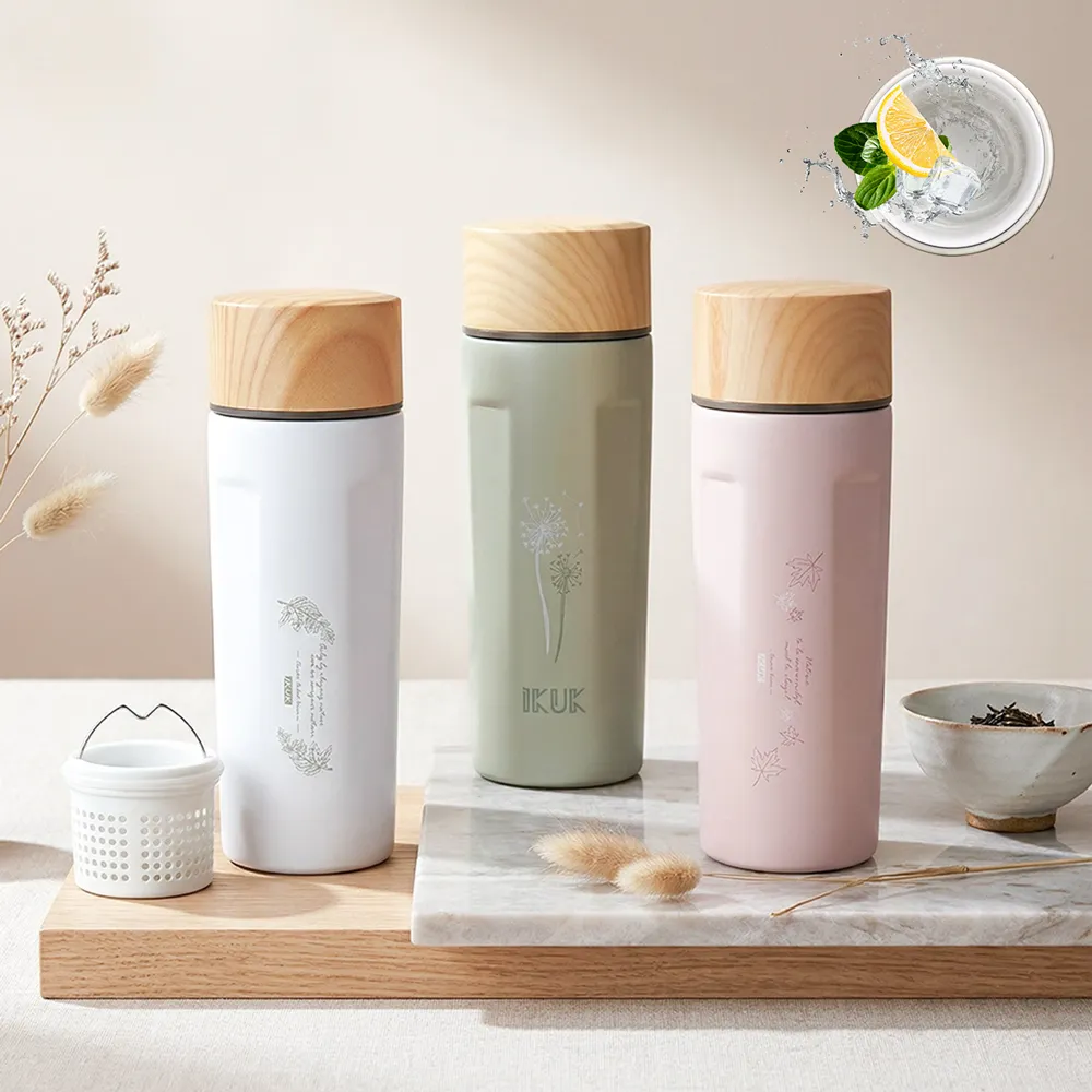 【IKUK 艾可】真陶瓷保溫杯-真瓷濾茶器茗茶保溫保冰杯500ml(陶瓷內蓋/陶瓷咖啡杯/保溫瓶/咖啡保溫杯)
