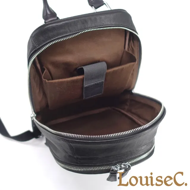 【LouiseC.】雙11 Tree House 義大利牛皮 男用中性 手提後背真皮包 黑色 雙隔層設計 真皮包包 ARS196-1