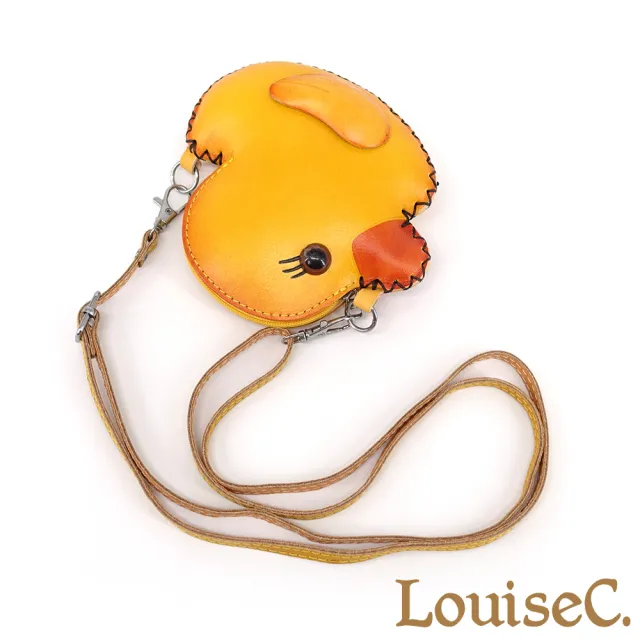【LouiseC.】雙11 Tree House 植鞣革牛皮 黃色小鴨造型 手縫線 斜背迷你真皮包 黃色 YS25144