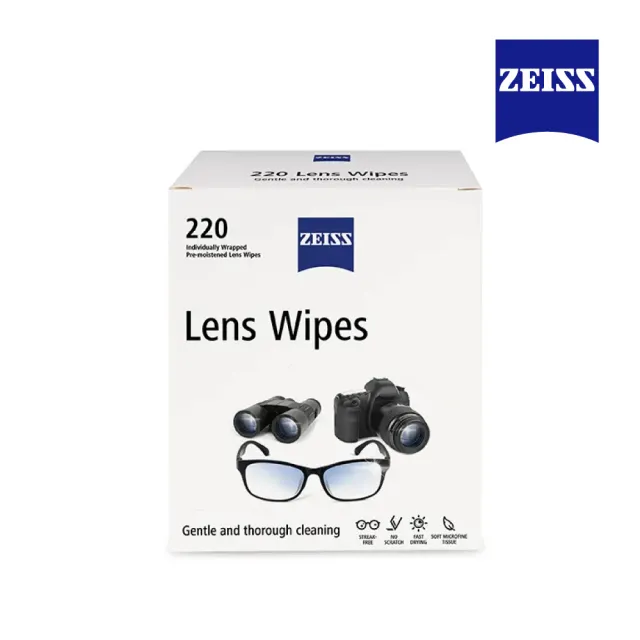 【ZEISS 蔡司】光學拭鏡紙220入(適用眼鏡、3C螢幕、鏡頭)