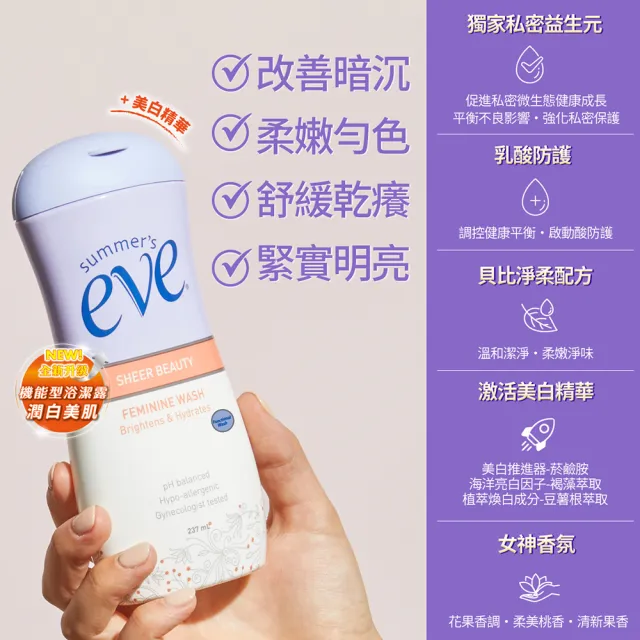 【Summer’s Eve 舒摩兒】機能型浴潔露-潤白美肌(超值2入)
