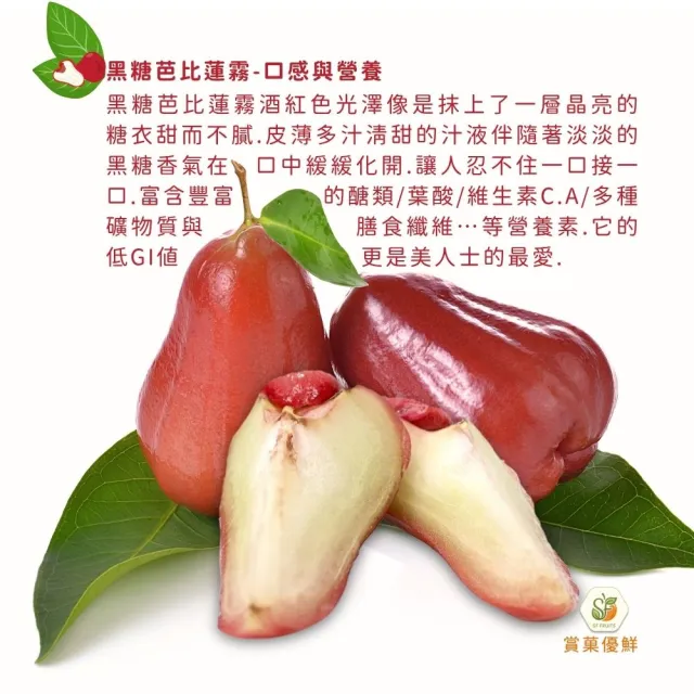 【賞菓優鮮】六龜荖濃溪畔黑糖芭比蓮霧精美大果禮盒1盒(9-11粒/2.5斤)(蓮霧界LV美譽_產地現採直送)