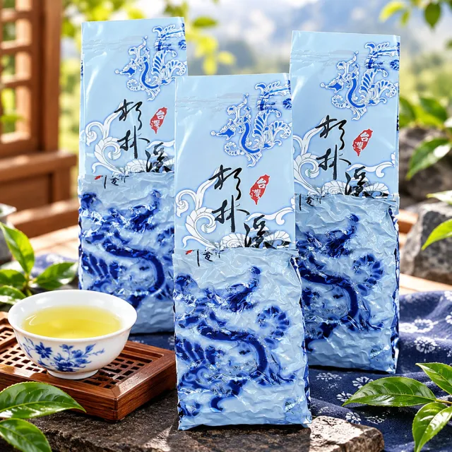 【龍源茶品】頂級杉林溪鮮活烏龍茶葉150gx3包(共450g;無焙火/高山茶葉/附提袋;春茶)