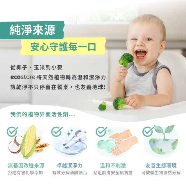 【ecostore 宜可誠】奶瓶蔬果洗潔精+抗敏無香環保洗碗精(蔬果清潔劑/植萃/無有害化學物/澳洲抗敏認證)