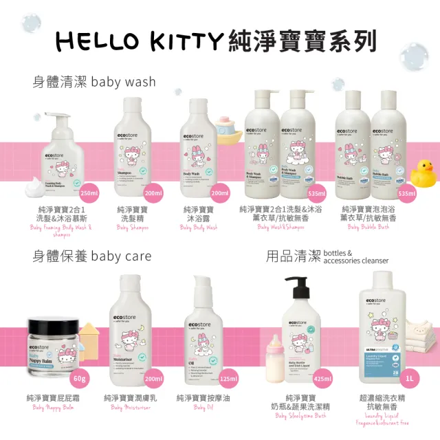 【ecostore 宜可誠】三麗鷗系列-純淨寶寶柔嫩潤膚乳200ml(寶寶乳液/無人工色素香精/添加維他命B5)